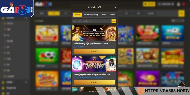 Khuyến mãi hấp dẫn từ nhà cái GA888