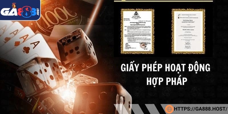 Giấy phép hoạt động GA888 có đầy đủ các loại