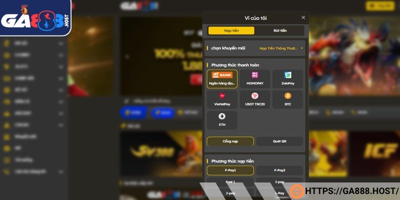 Nạp tiền GA888 kích hoạt các dịch vụ
